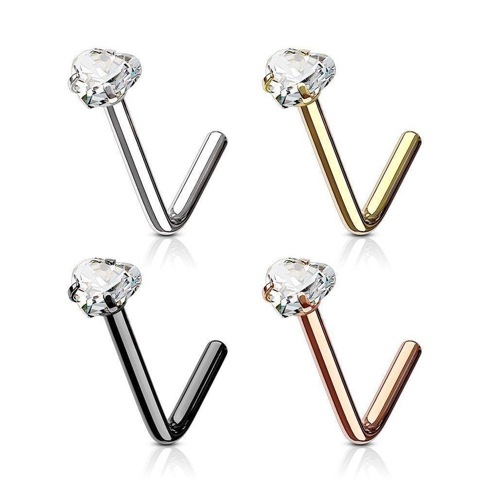 set of 4 heart shape L post nose studs